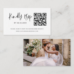 予算QRコードミニマリストRSVPの結婚ウェブサイト エンクロージャーカード