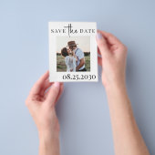 予算QRコードモダン写真結婚式の日付を保存 チラシ (手)