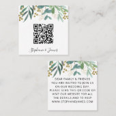 予算QRコードユーカリプトゥスベリー結婚式招待状 スクエア名刺 (正面/裏面)
