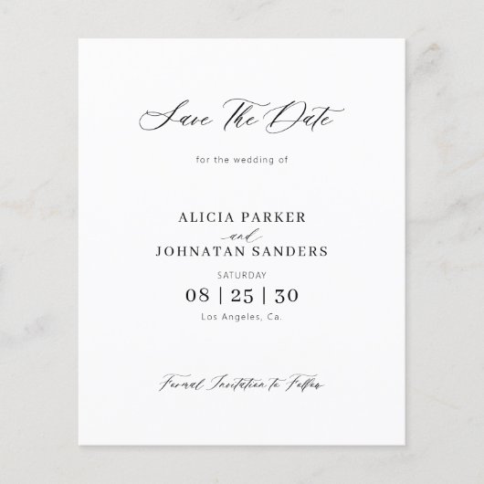 予算QRコード写真の結婚式の日付を保存 チラシ (正面)