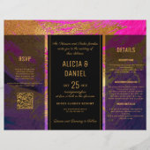 予算QRコード出欠詳細結婚式招待状 チラシ (正面)