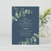 予算QRコード水色ユーカリ植物学 招待状 (スタンド正面)