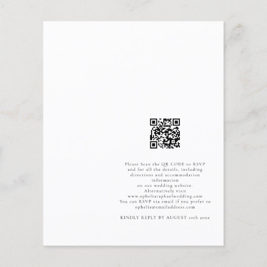 予算QRコード白黒ボヘミアンウェディング招待 (裏面)