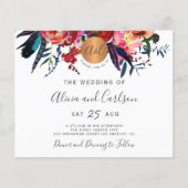 予算QRコード素朴なエレガントな結婚式の招待状 (正面)