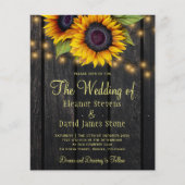 予算QRコード素朴な木材結婚式招待状 (正面)