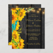 予算QRコード素朴ひまわり結婚式招待状 (正面/裏面)