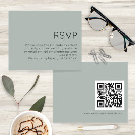 予算QRコード結婚のSilvery Sage Green RSVP