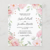 予算QRコード詳細ピンクローゼウェディング招待 (正面)