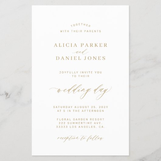 予算QRコード金ゴールドの白い写真結婚すべて チラシ (正面)