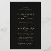 予算QRコード金ゴールドの黒い写真結婚すべて チラシ (正面)