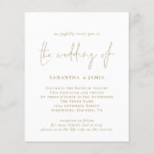 予算QRコード金ゴールド白結婚式招待状 (正面)