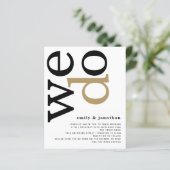 予算QRコード金ゴールド白黒結婚式の招待 (スタンド正面)