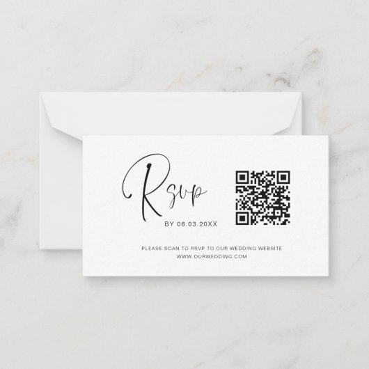 予算QRコードRSVPの結婚Webサイト ノートカード (正面)