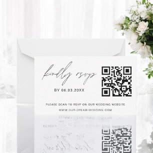 予算QRコードRSVPミニマリスト結婚のウェブサイト ノートカード