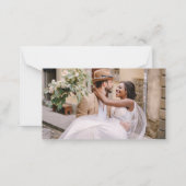 予算QRコードRSVPミニマル結婚リストの写真 ノートカード (裏面)