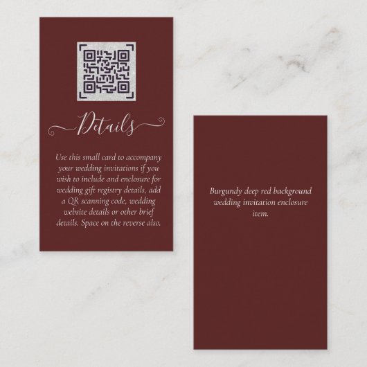 予算QRスキャンコードイベント詳細エンクロージャ エンクロージャーカード (正面/裏面)