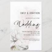 予算QRホワイトウォーター色の花模様結婚式の招待 (正面)