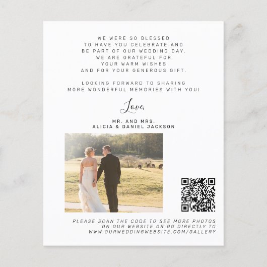 予算QR CODE 2写真結婚の感謝していあなた チラシ (裏面)