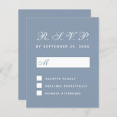 予算RSVPダスティブルースクリプト応答カード (正面/裏面)