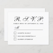 予算RSVP白黒の応答結婚カード (正面/裏面)