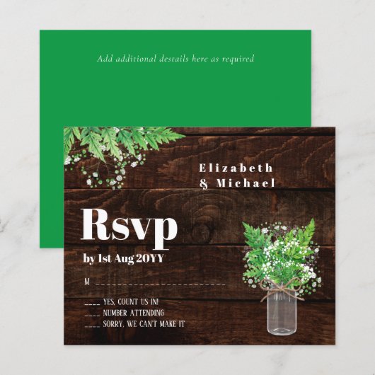 予算RSVP 素朴 Ferns Greenery Trends 結婚's (正面/裏面)