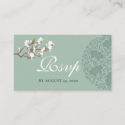 予算RSVP QRコードの結婚詳細Sage Green エンクロージャーカード (正面)