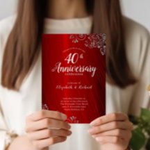 予算Ruby Red Swirl 40th Anniversary招待状