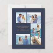 予算Rust Agateネイビーブルー4フォトウェディング招待 (裏面)