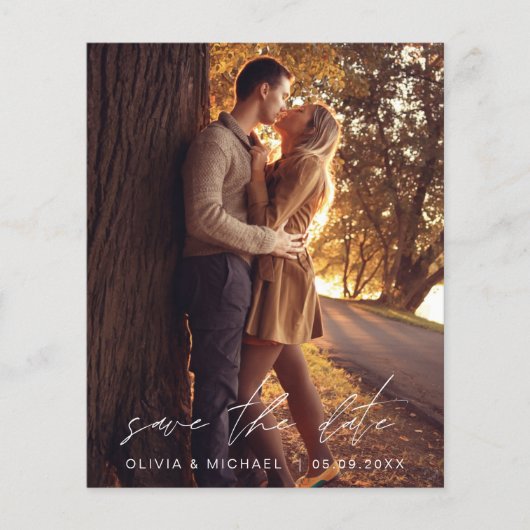 予算Save the Date Burnt Orange's 結婚 Photo (正面)