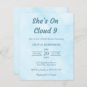予算She's On Cloud 9 Bridal Shower招待状 (正面/裏面)
