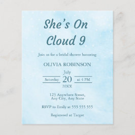 予算She's On Cloud 9 Bridal Shower招待状 チラシ