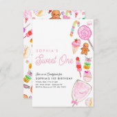 予算SWEET ONE Candy Kidsキャンディランド1st誕生日 ノートカード (正面/裏面)