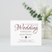 予算TYPOGRAHY結婚式の招待 – Burgundy Red (スタンド正面)