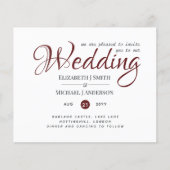 予算TYPOGRAHY結婚式の招待 – Burgundy Red (正面)