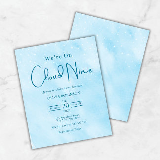 予算We'on Cloud Nine Boy Baby Shower招待状