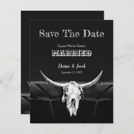 予算Western Black And White Save The Date (正面/裏面)