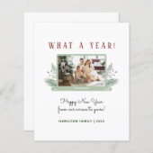 予算What A Year シンプルNew Yearフォトカード (正面/裏面)