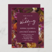 予算WineberryフローラQRコード結婚式招待状 (正面/裏面)