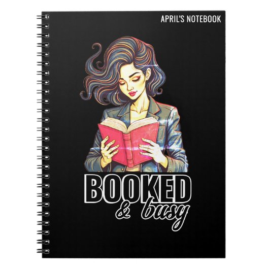 予約がいっぱいで忙しい 本好きクラブ 黒 ノートブック (正面)