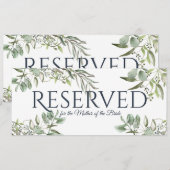 予約されたグリーン ユーカリ 招待状 (正面/裏面)
