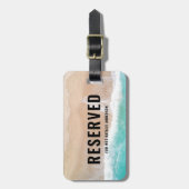 予約された海と砂ギフト夏の休日ビーチ ラゲッジタグ (正面縦)