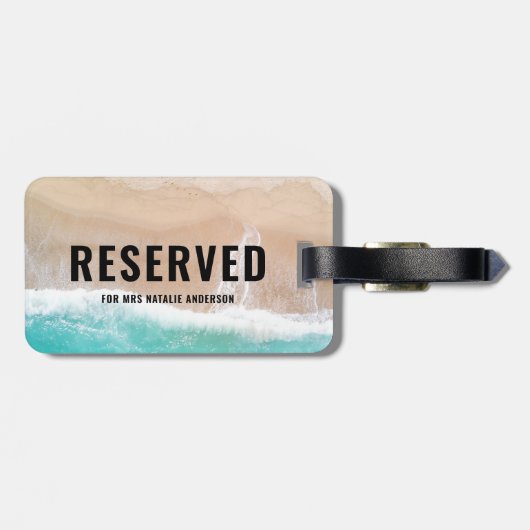 予約された海と砂ギフト夏の休日ビーチ ラゲッジタグ (裏面横)