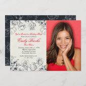 予約された花の写真招待状 招待状 (正面/裏面)