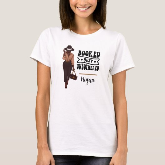 予約され忙しないメラニパーソナライズされたンガール Tシャツ (正面)