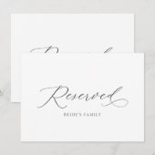 予約エレガントの結婚座席の標識 招待状 (正面/裏面)
