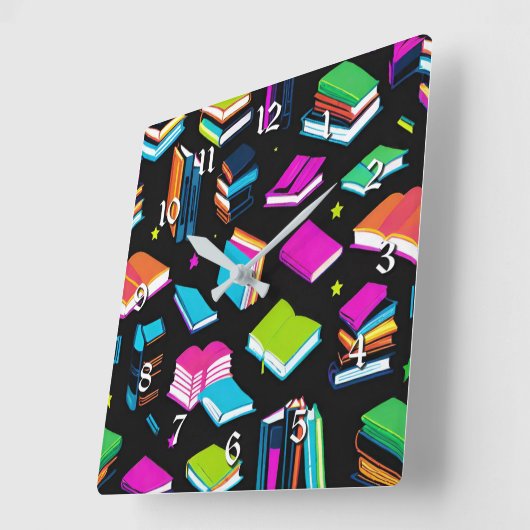 予約カラフル スクエア壁時計 (傾斜)