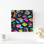 予約カラフル スクエア壁時計 (ホーム)