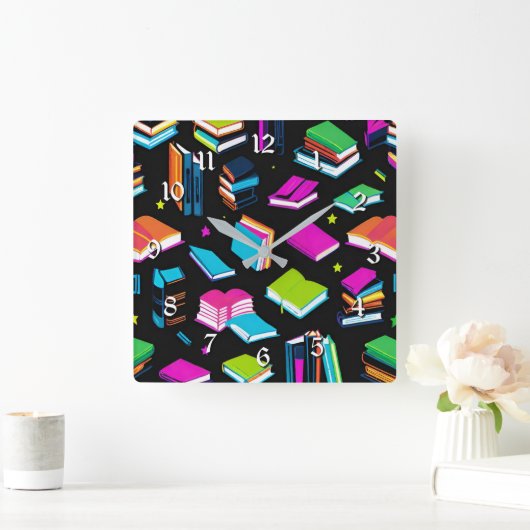 予約カラフル スクエア壁時計 (ホーム)