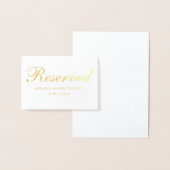 予約ゴールドフォイル結婚の名前の日付テーブルカード 箔カード (ディスプレー)