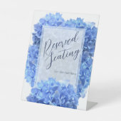 予約サインブルーアジサイ結婚式レセプション 台座サイン (正面)